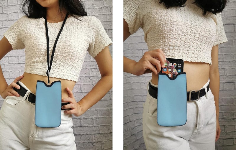 Tainada Neoprene Shockproof Phone Sleeve Pouch Carrying Case for Women with Neck Lanyard, Belt Loop Holster for iPhone 17/16 Pro Max, 16 Plus; Samsung S25+, A54 ; Google Pixel 10, 9a (Turquoise Blue) - Image 2